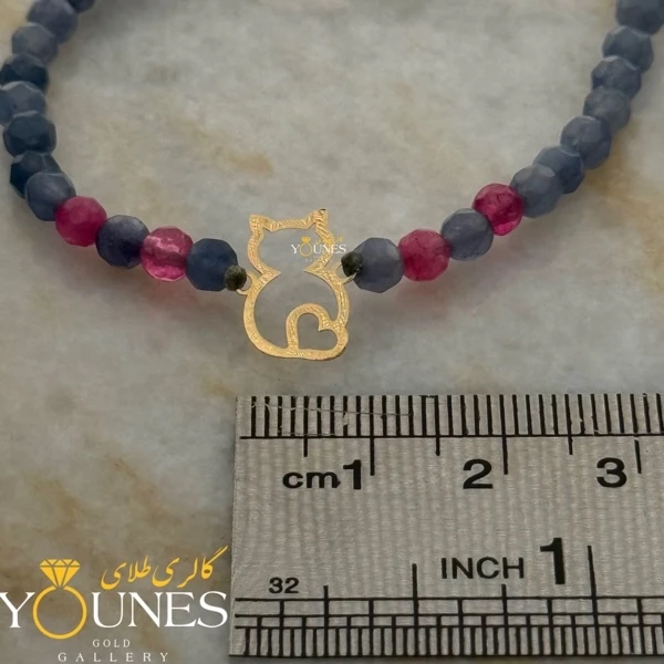 دستبند قلب و گربه طلا لیزری